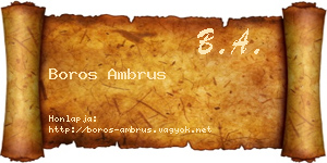 Boros Ambrus névjegykártya